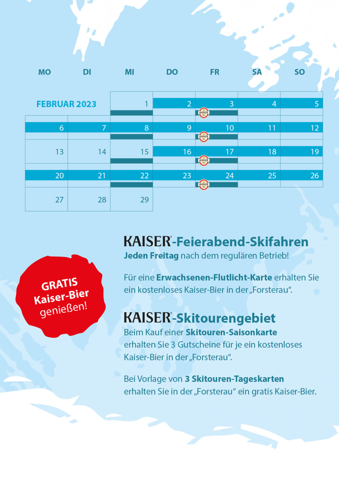 Übersicht der Betriebszeiten und Angebote